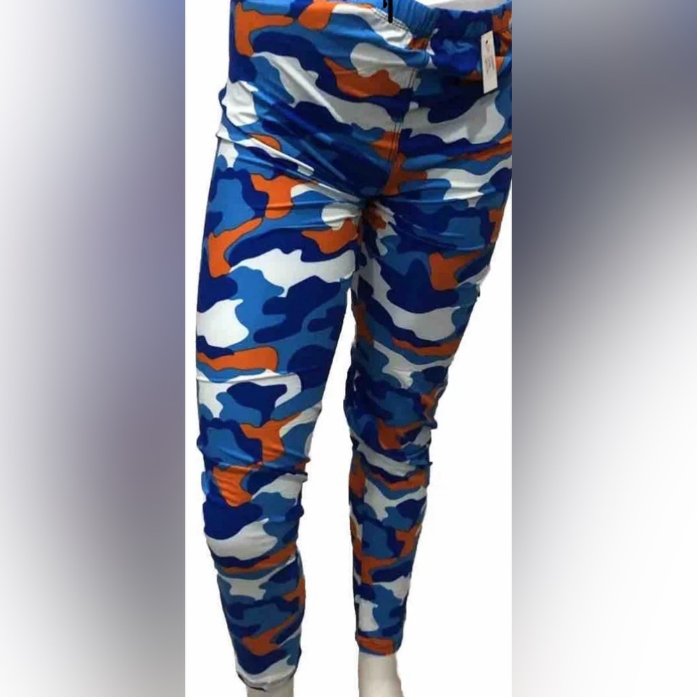 Bijorca Blue Multicolor Camo Leggings One Size Fits Most OSFM